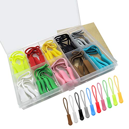 DFSHOW 40Pcs Zipper Pulls Premium Durable Extension Pulls Nylon Colorful  Zip Fixer Cord Zipper Tag Replacement for Suitcase, Backpacks, Jackets,  Boots, Luggage, Purses, Handbags,10 Colors
